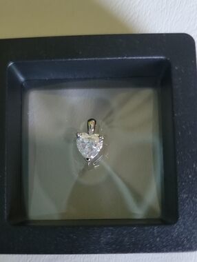 Heart-Cut Moissanite Pendant Necklace - Silver Tone